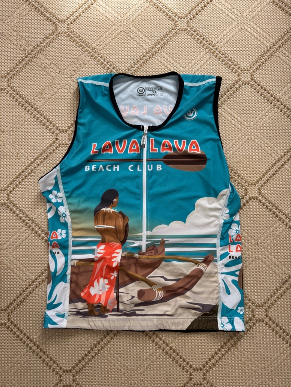 Canari Women’s Lava Lava Beach Club Cycling Jersey with mesh pockets, size XL